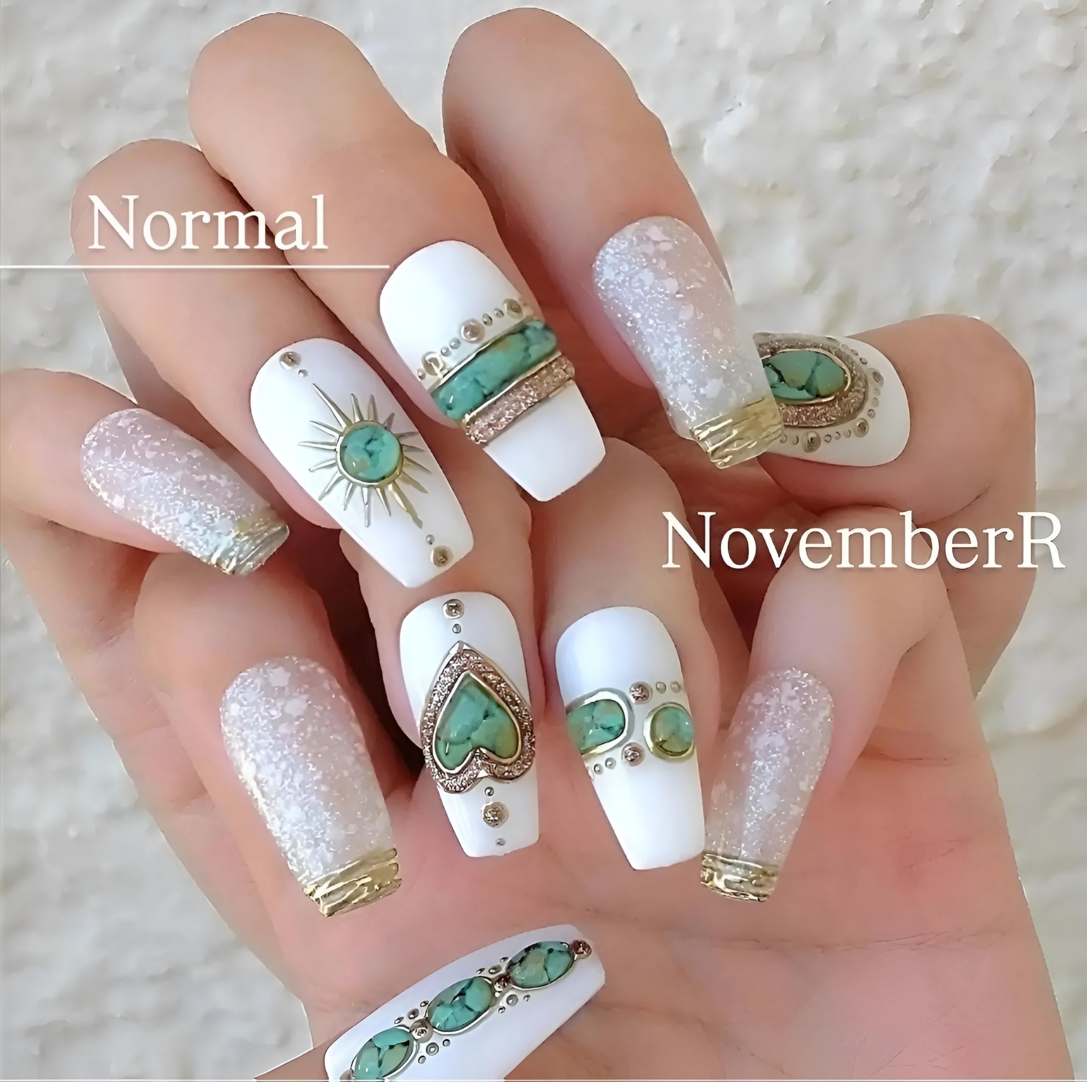 LA885☆夏ターコイズ×フラッシュネイルチップ | NovemberR 〰️ネイル
