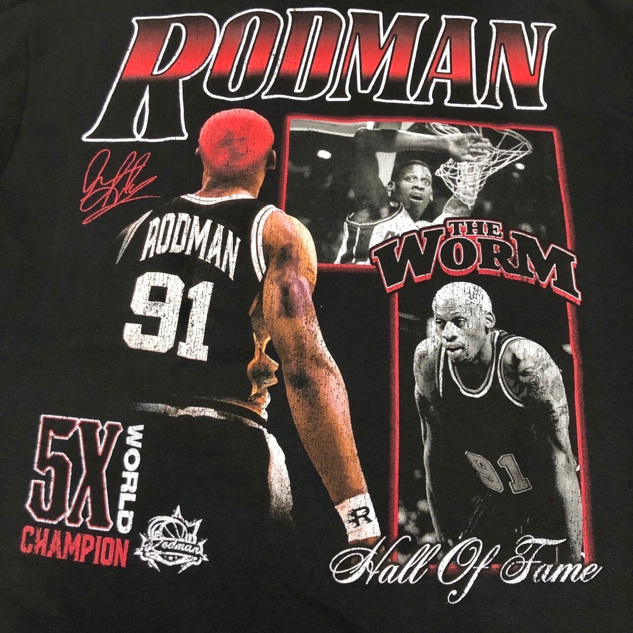 DENNIS RODMAN/Print Tee/L/プリントT/フォトT/Tシャツ/ブラック