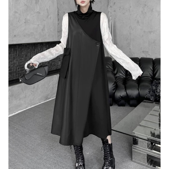 Asymmetric panel layered dress C1306