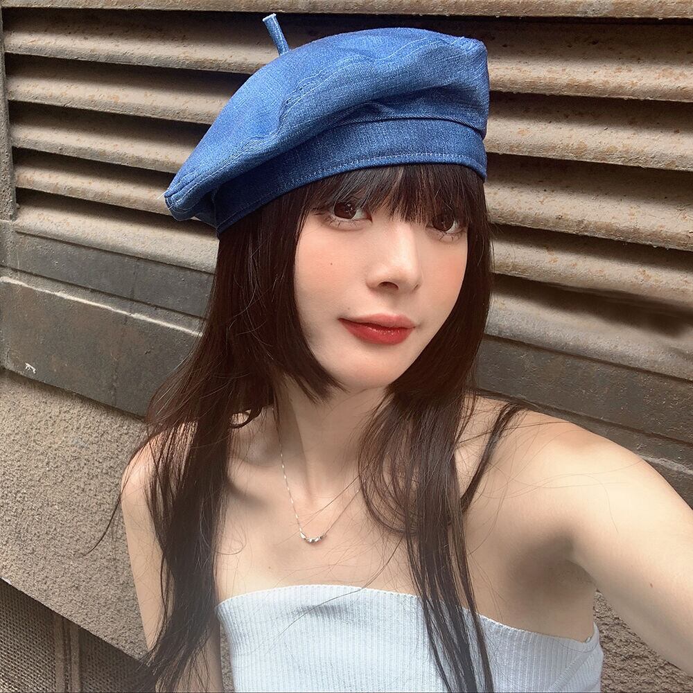 カラーブルースプリングオータム薄手レッドスタンダード レトロ 帽子 ストリート 春物 秋物 ベレット ヘアアクセサリー ブラック・アイド・ピーズ36181806924