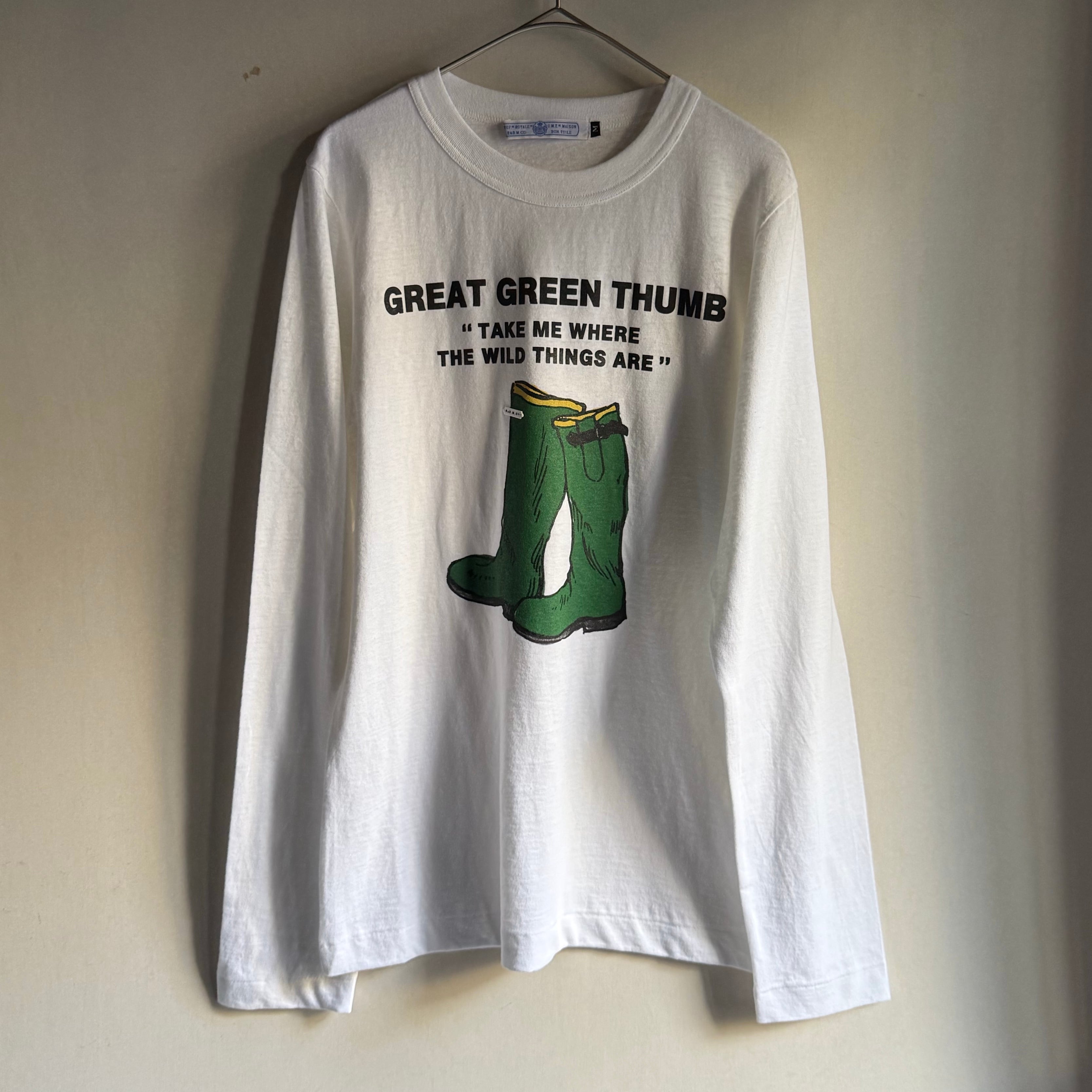 R&D.M.Co-/OLDMAN'S TAILOR オールドマンズテーラー MEN’S GREEN BOOT L/ TSHIRT #7565 WHITE size M