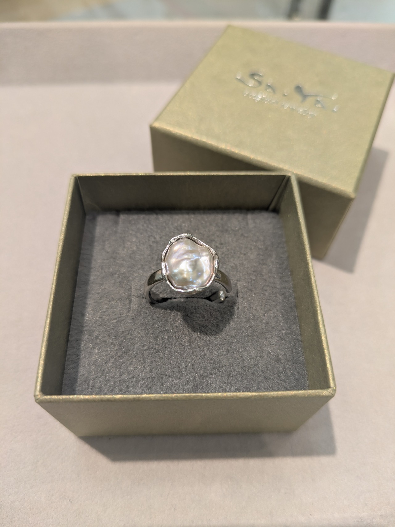 baroqueパール(ライトグレー)リング R