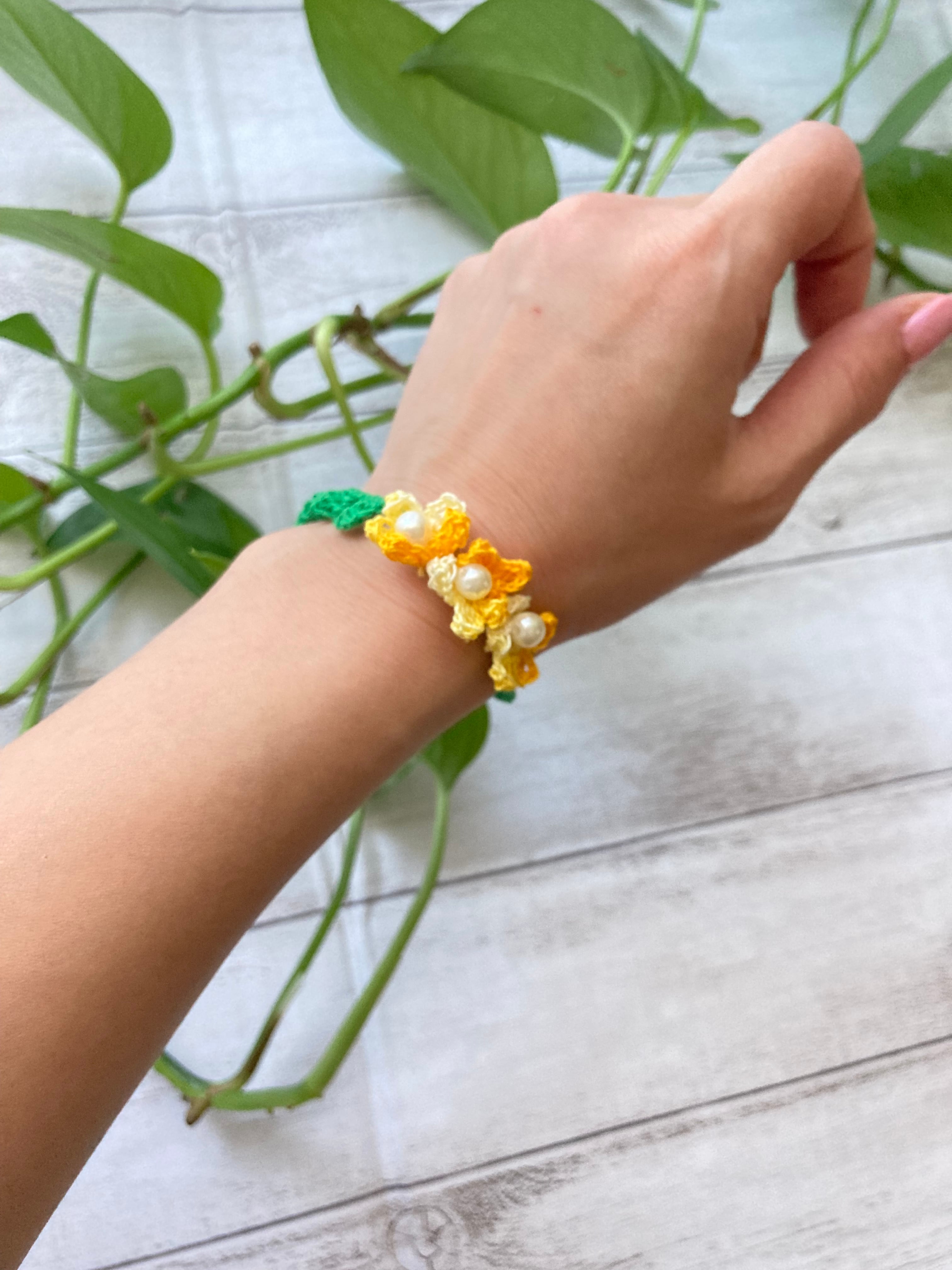 お客ページ‼️満花手編みブレスレット かぎ針編み お花モチーフ ブレスレット | kigokochi