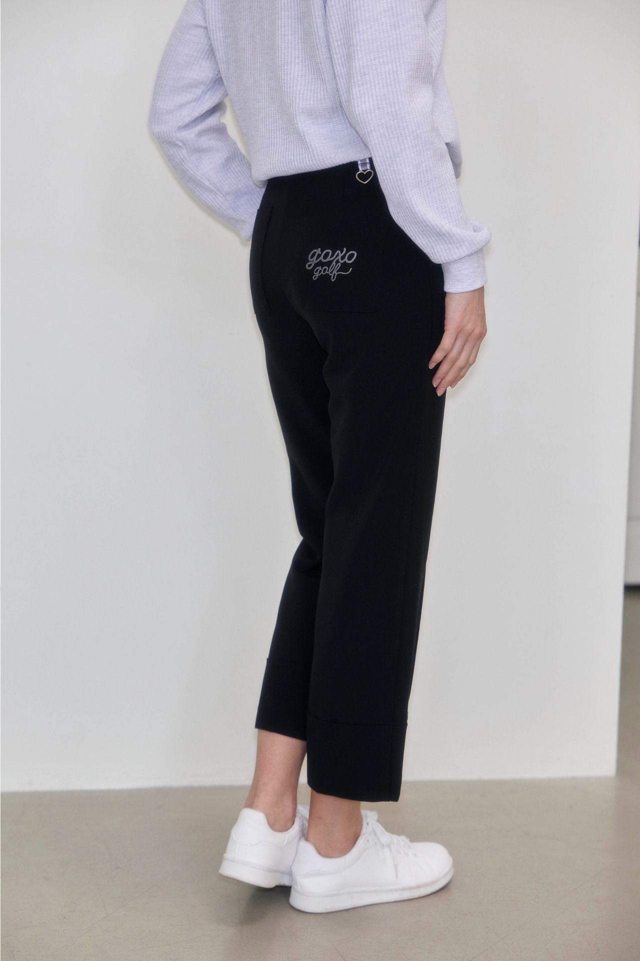 GOXO ゴーエックスオー レタリングウーマンフィットカブラパンツ ブラック