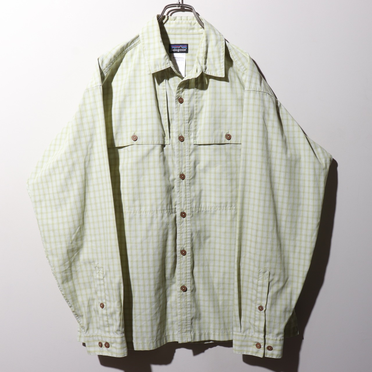 美品 M 09年 長袖 ライトグリーン アイランドホッパーシャツ Patagonia パタゴニア 緑 island hopper shirt