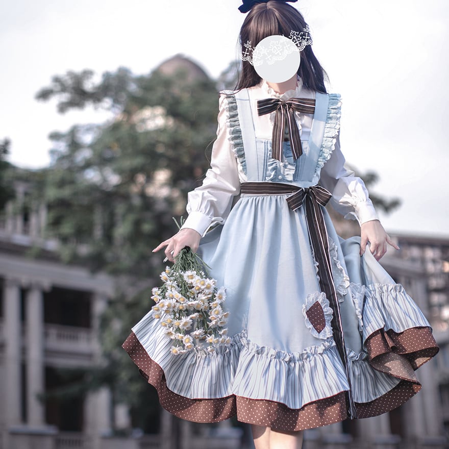 量産型 ロリータ セットアップ ジャンパースカート フレンチガーリー 控えめ 胡桃木
