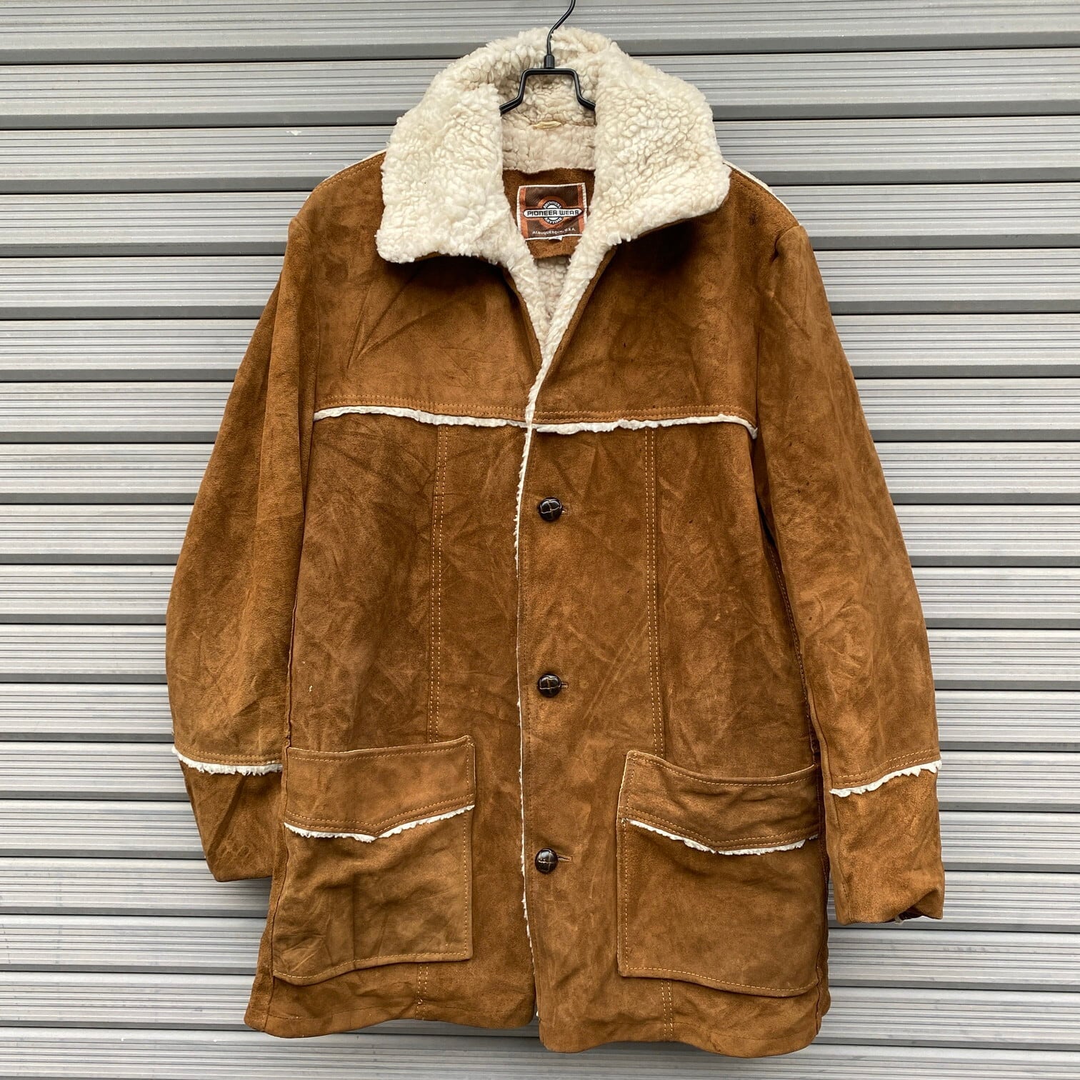 70年代 pioneer wear 本革 スウェード レザー ランチコート メンズXL 