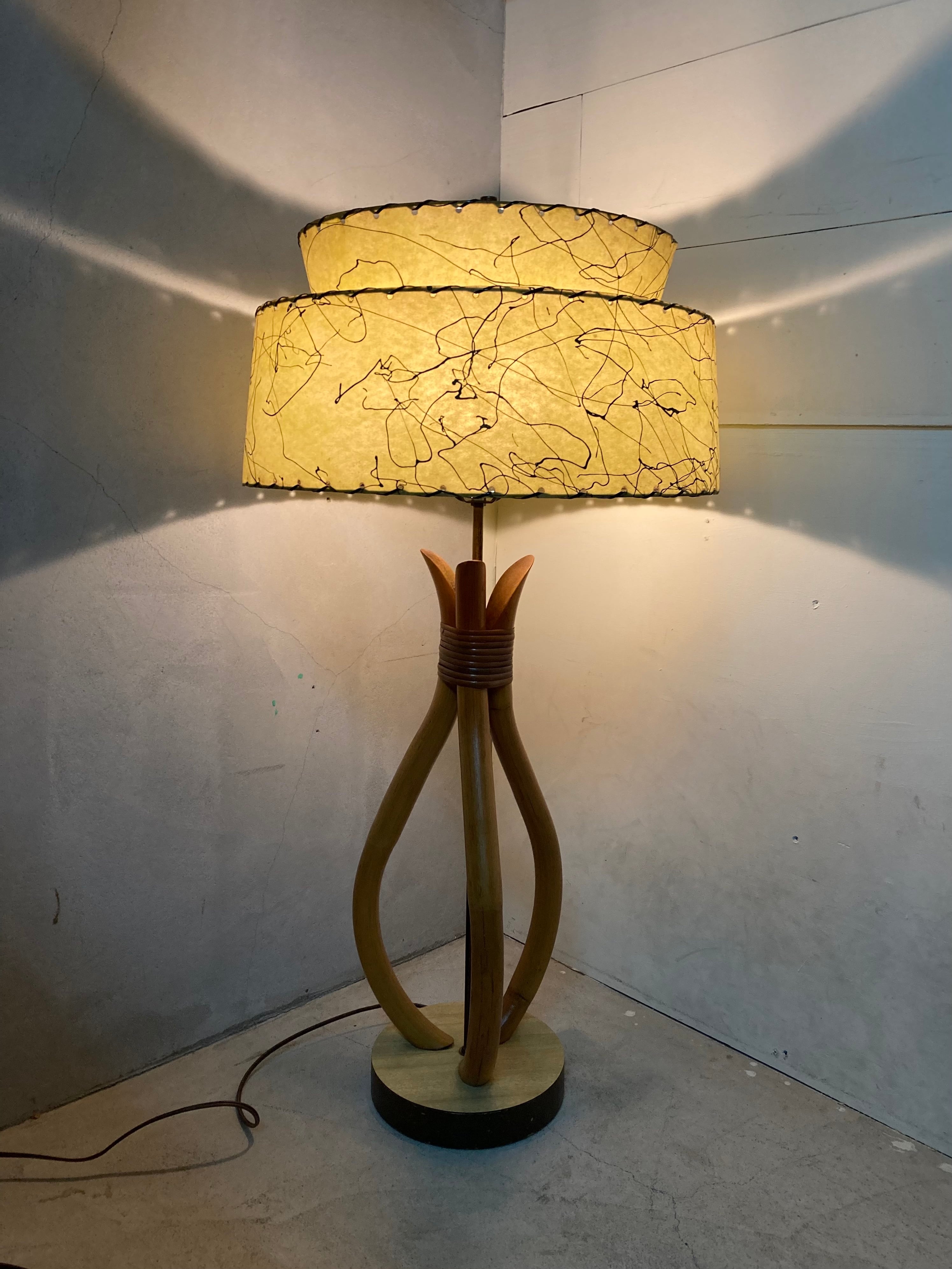 50s vintage Rattan Shead Lamp (ビンテージラタンシェードランプ)