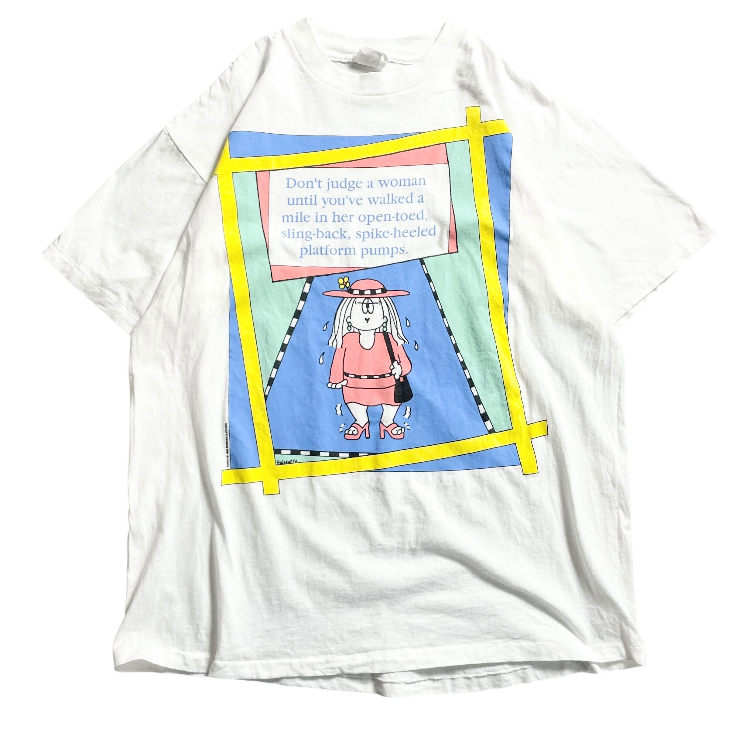 90s USA製 message おもしろプリントvintage T-shirt