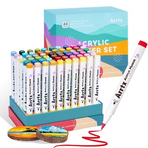 【特価処分】Arrtx アクリルペイントマーカー 60色 風景描写向けセット 自然色特化 ブラシチップ 速乾 耐水 布/木/キャンバス対応 DIYクラフト ロックペインティング 青空 森林 山水 プロ仕様画材