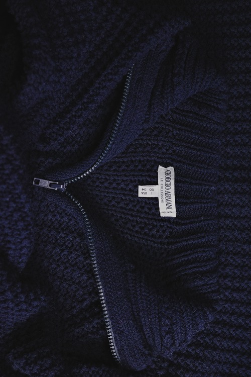 ［1998〜2003］ “GIORGIO ARMANI – Le Collezioni” Honeycomb Half-Zip Knit Pullover (Made in Italy)