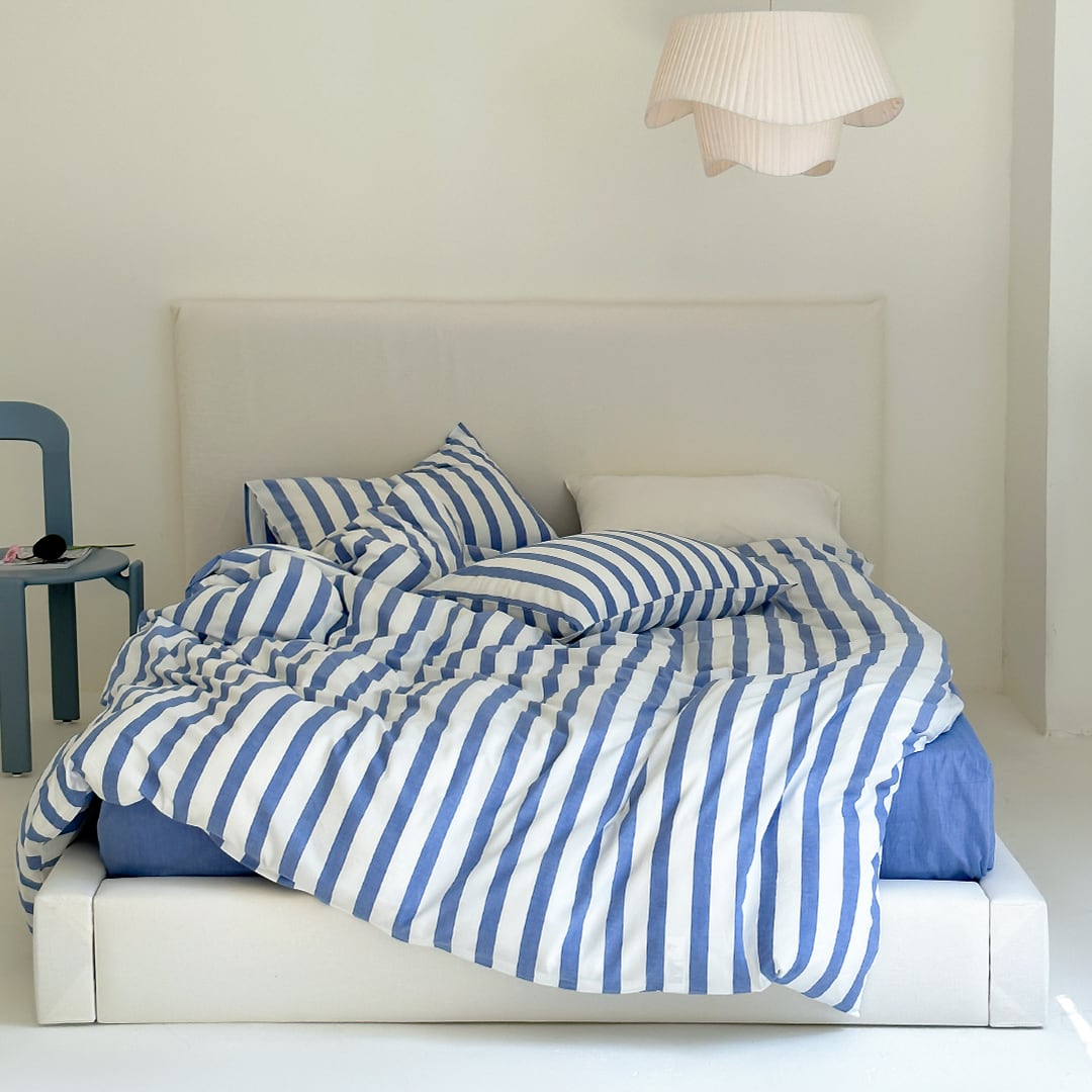 ウォッシュドコットン寝具セット(ボールド ブルー)