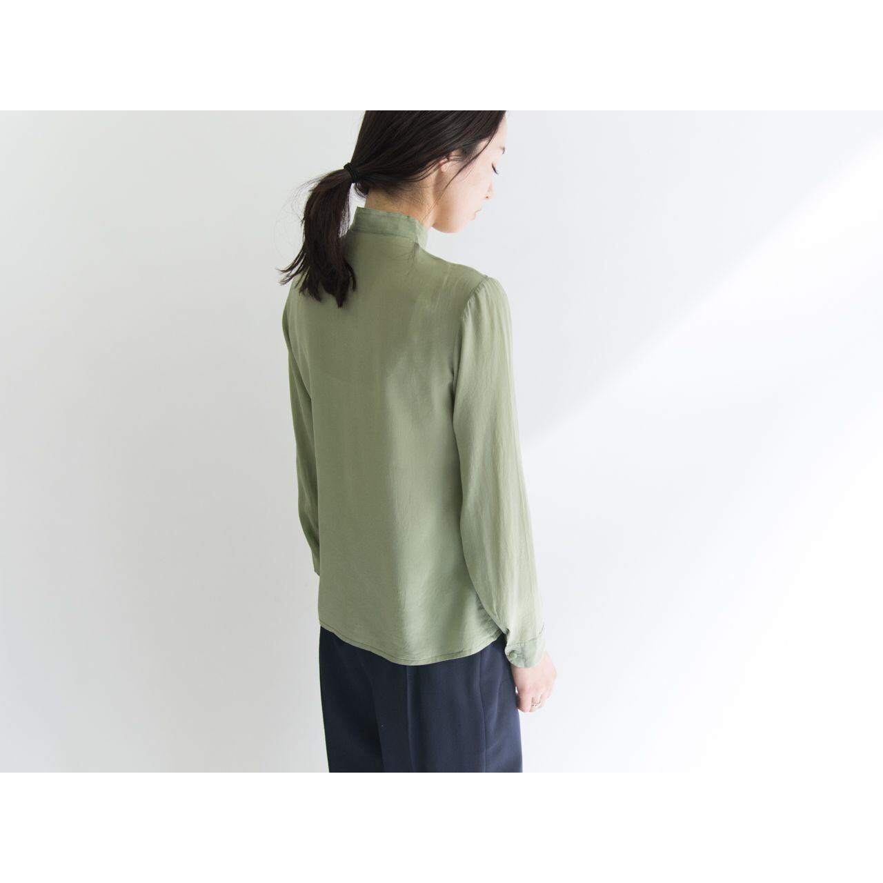 【cacharel】Made in France 60-70's band collar silk blouse（キャシャレル フランス製バンドカラーシルクブラウス）2c