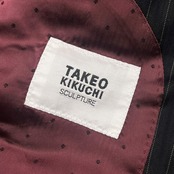 上下 TAKEO KIKUCHI タケオキクチ EVANDALE SILK&WOOL ストライプ テーラードジャケット パンツ セットアップ スーツ/ブラック メンズ