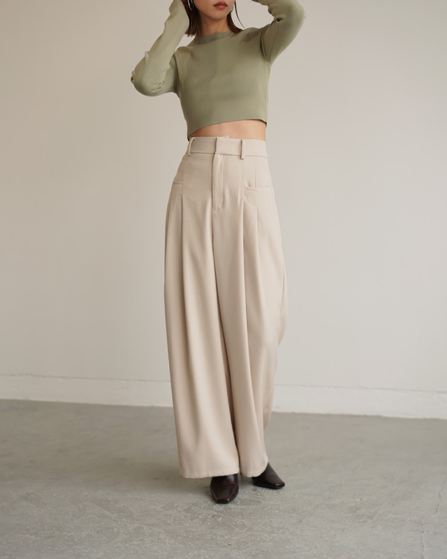 【rain won’t original】cocoon wide pants　Ecru