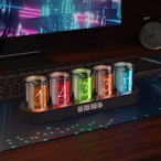 デジタル時計 置き時計 ニキシー管風 LED USB カレンダー 卓上 RGB レトロ