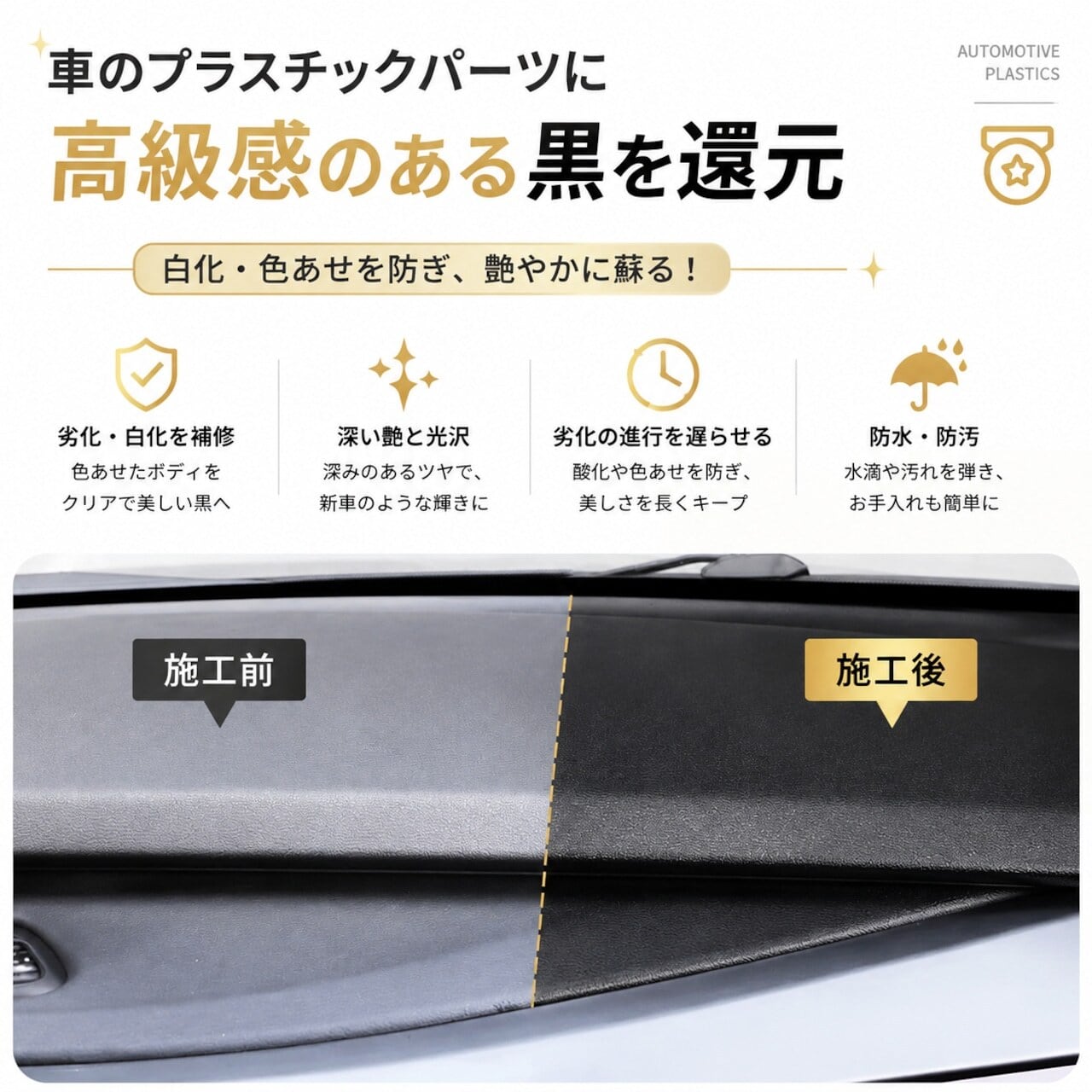 G185.【2本セット】樹脂パーツ復活コーティング剤 30ml×2本｜黒艶復活