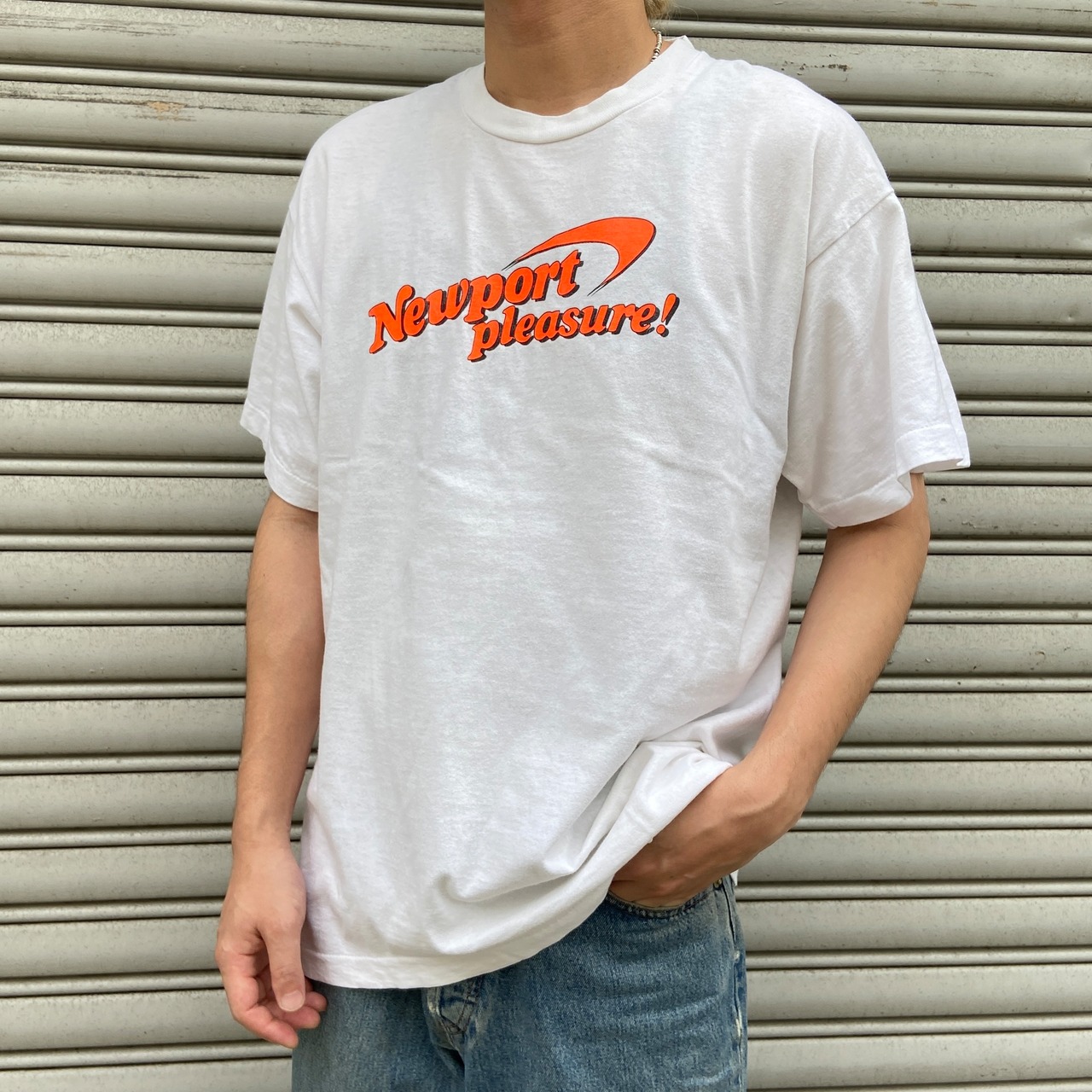 90s Newport ニューポート タバコ銘柄 プリントTシャツ ホワイト L