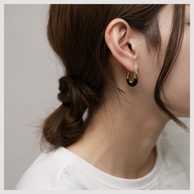 Hoop pierce -Gold×Black-