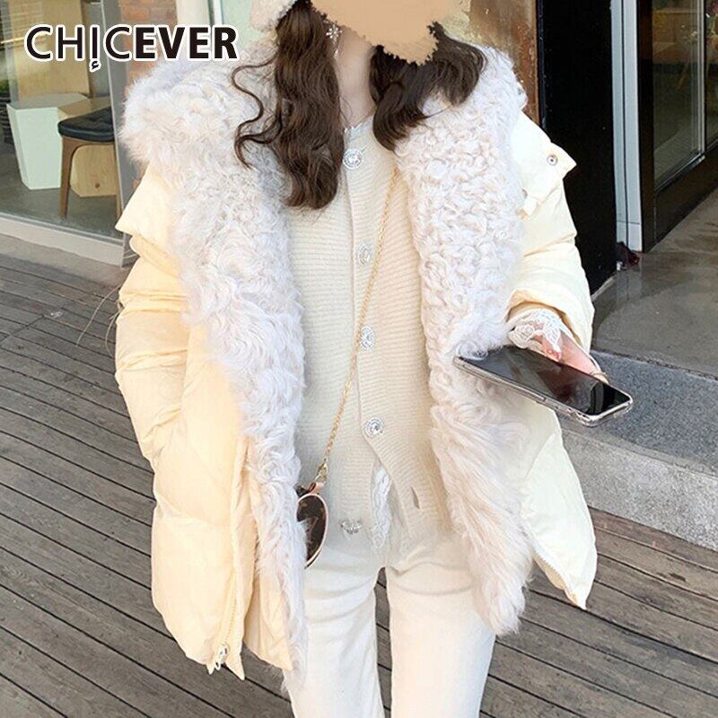CHICEVERルーズパッチワークコットンコートレディースフード付きフリース長袖厚手ショートコート2020 ロング 6base595298102259