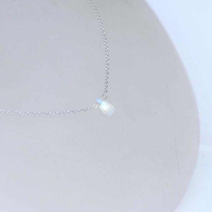 【SV925】✦RainDropRainbow✦.·一粒の虹の雫レインボームーンストーンネックレス.·✦