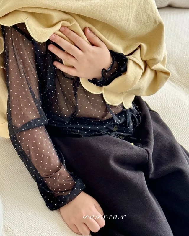 【予約/送料無料】POISSON / lace half turtleneck T