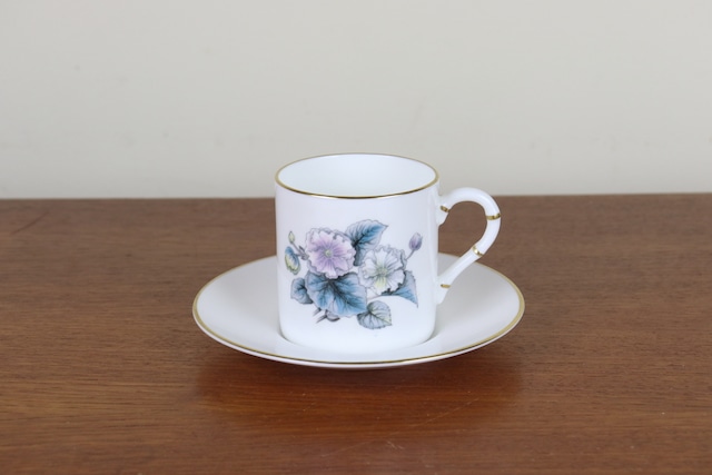 ロイヤルウースター　デュオ　デミタス　カップ＆ソーサー　花柄　青　ROYAL WORCESTER　イギリス　ヴィンテージ　い123