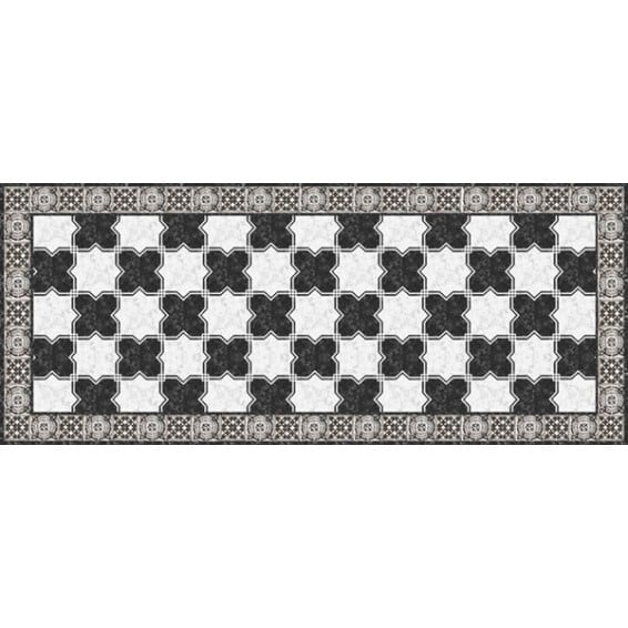 Grace mat Runner Black Tile 【防水・防汚・滑り止め】おしゃれビニール製ランナー&カーペット|キッチン・リビング・廊下・ベッドサイド・屋外対応