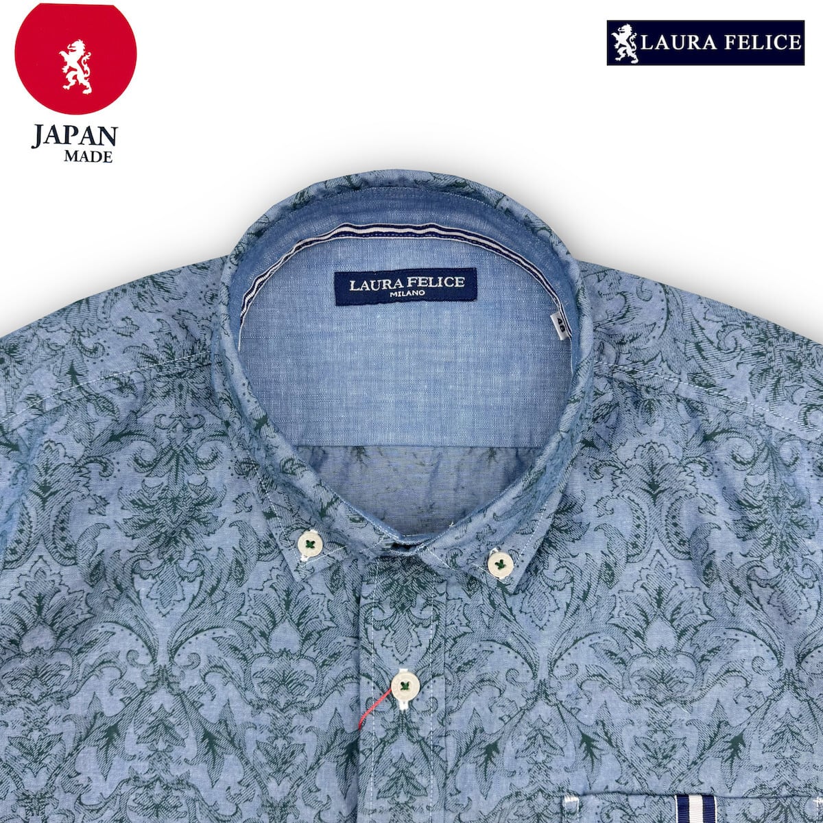 ラウラフェリーチェ LauraFelice ダンガリープリント シャツ 柄シャツ
