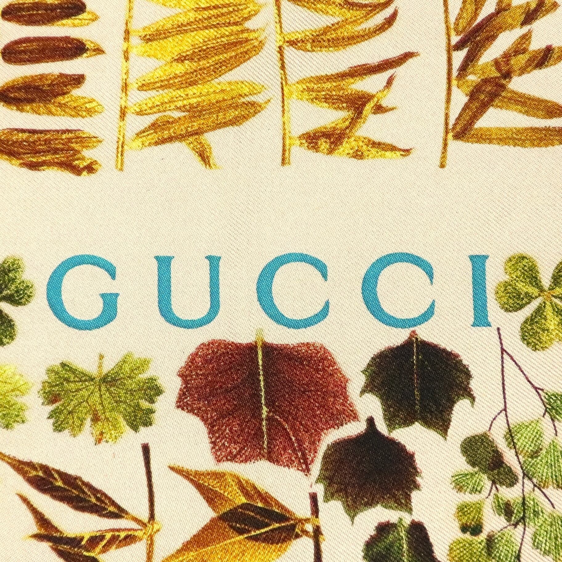 グッチ GUCCI/スカーフ 植物 リーフ カラフル アイボリー クローバー