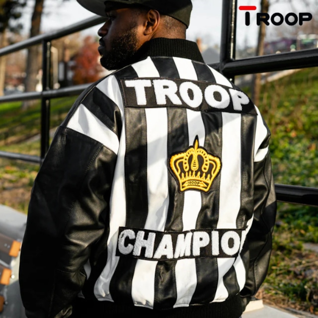 TROOP「"Champion" Leather Jacket Black×White」