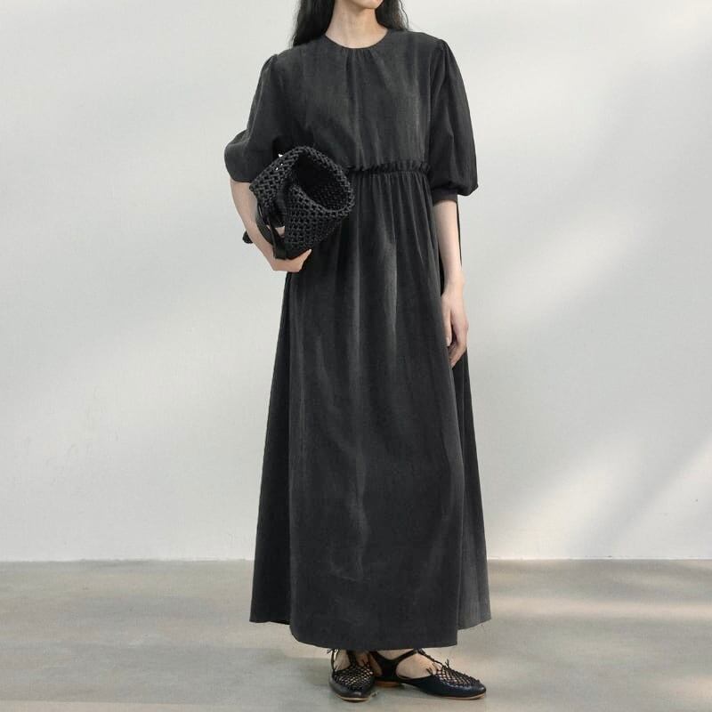 ウエストギャザーロングワンピース T4018