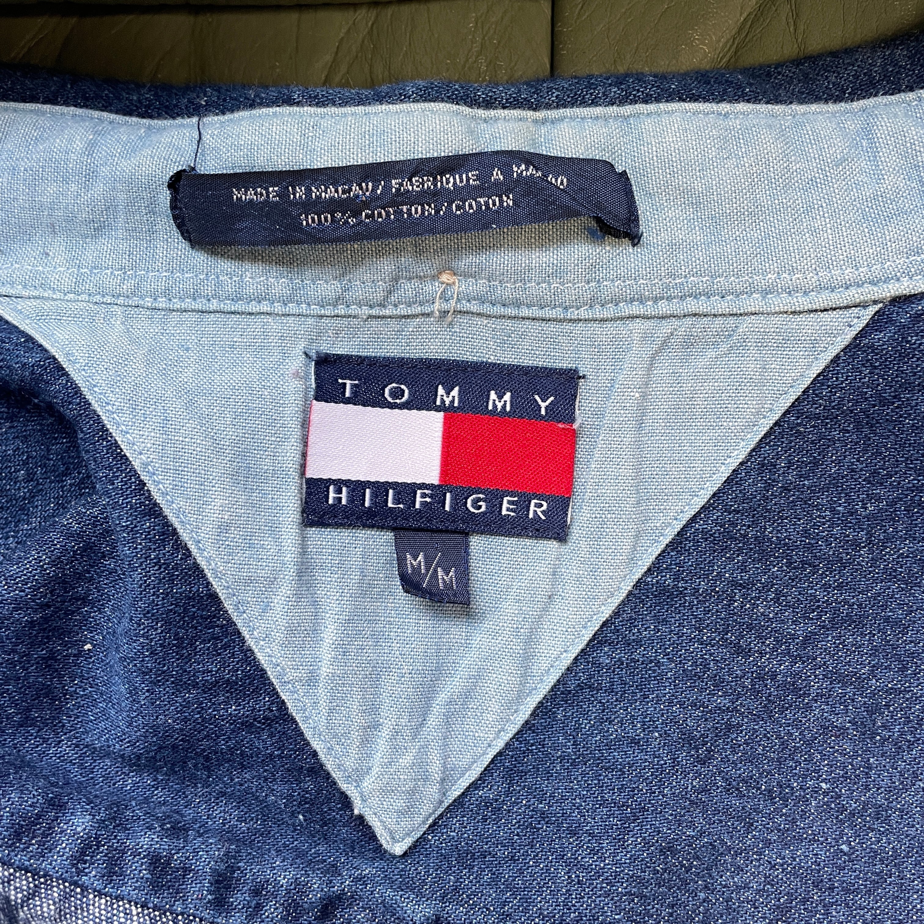 90年代 TOMMY トミーヒルフィガー コーデュロイ切替 デニムシャツ
