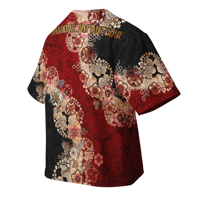 和紋様装飾　黒紅２　和柄ユニセックス 180G Performance Tシャツ