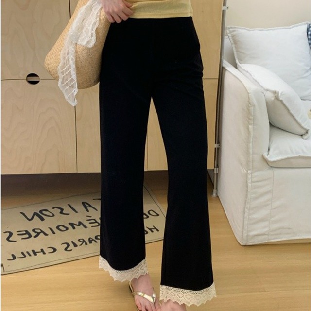 lace trim straight pants＜p3348＞