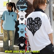 ◆ハートロゴ ハーフジップ Tシャツ◆wi-059592
