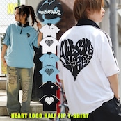 ◆ハートロゴ ハーフジップ Tシャツ◆wi-059592