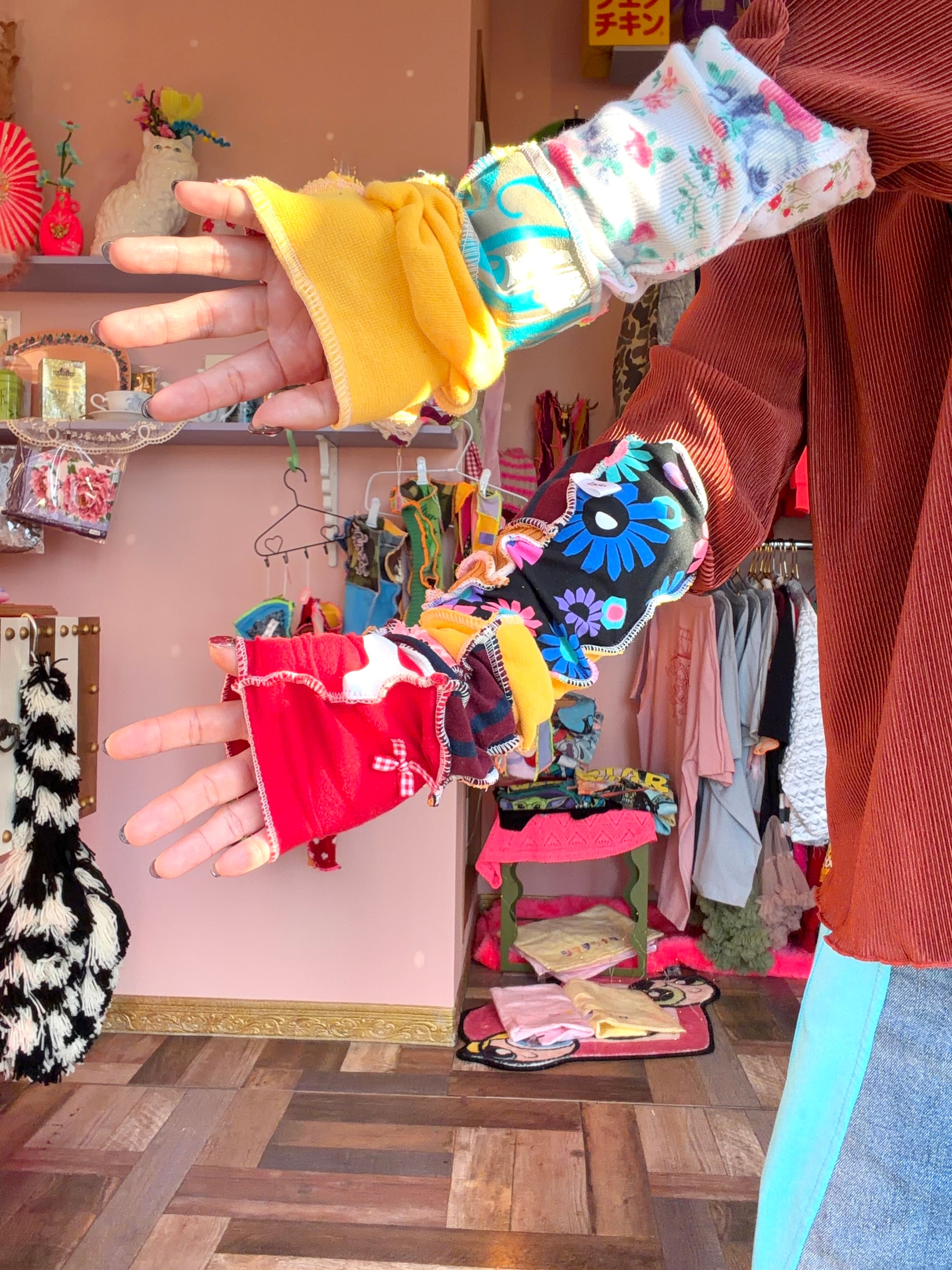 ■patchwork arm cover(longlong)■ colorful