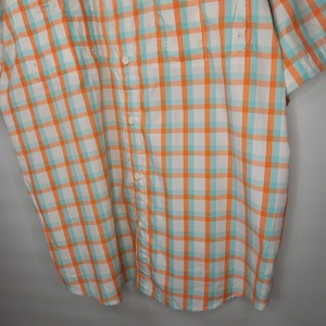 コロンビア　PFGシャツ　ボタンダウン　半袖　チェック　オレンジ　L/G