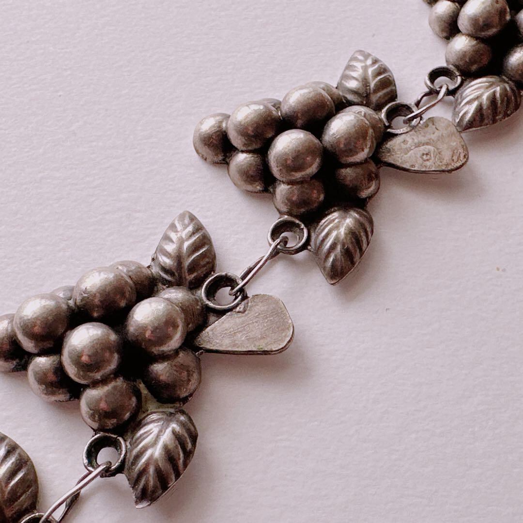 【J197】ヴィンテージ　メキシコ　タスコ　シルバー　葡萄　グレイプ　ネックレス J197】ヴィンテージ メキシコ タスコ シルバー 葡萄 グレイプ