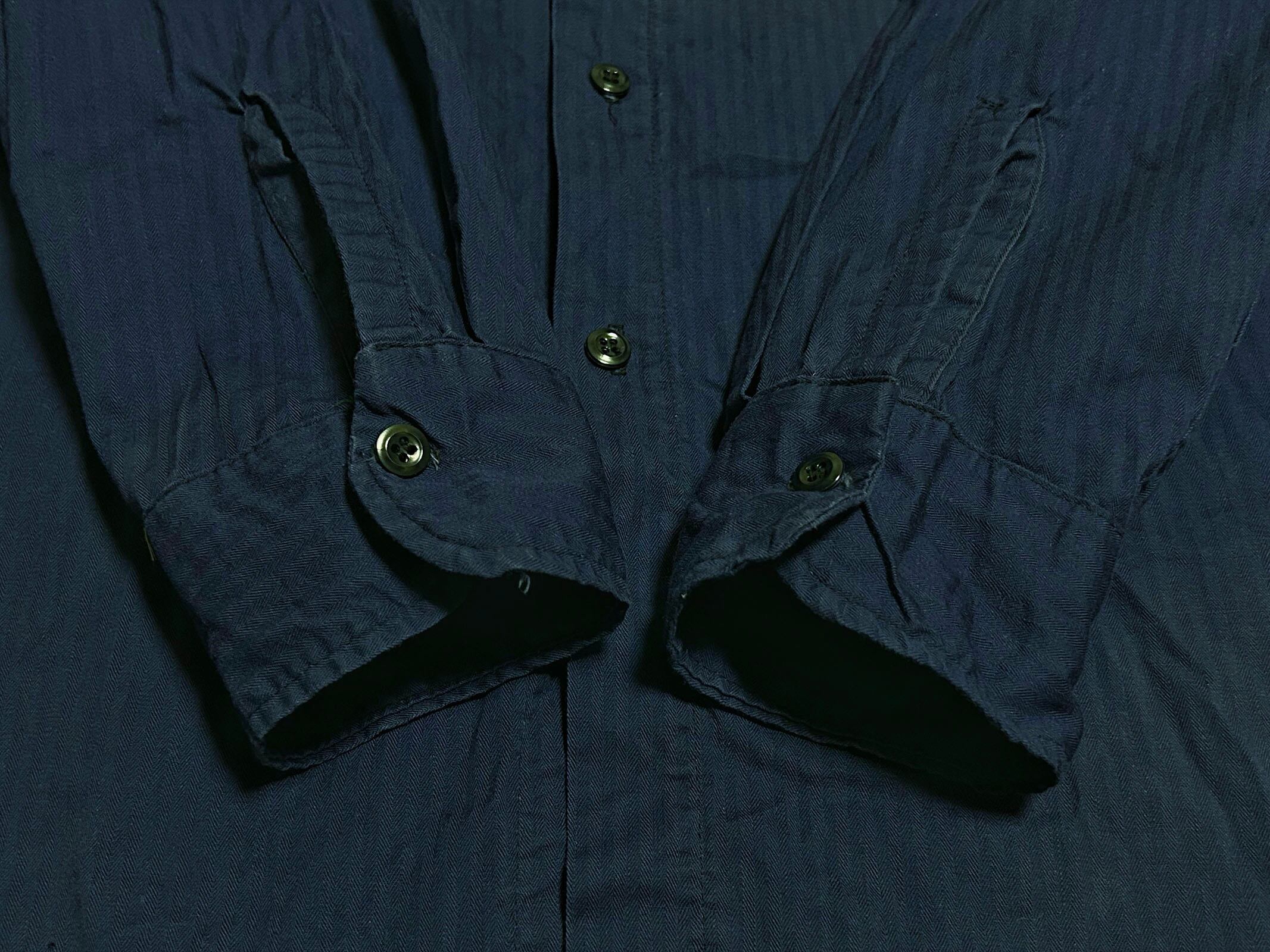60s コットンヘリンボーン ワークシャツ【L】ネイビー | BACK 60s コットンヘリンボーン ワークシャツ【L】ネイビー | BACK