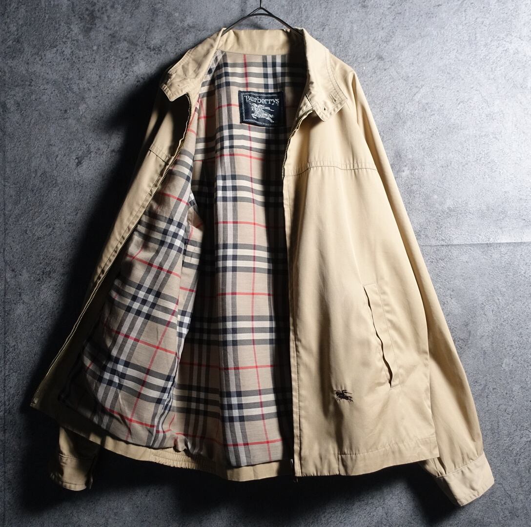 70s “Burberry” Beige Logo Embroidered Nova Check Design Swing Top Blouson