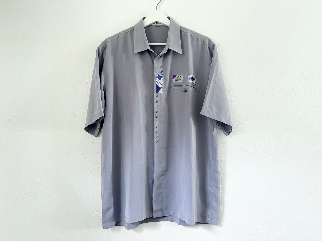 90s BALENCIAGA Sports Polyester shirt BLUE-GRAY