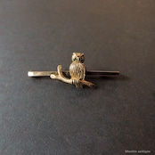 英国アンティークジュエリー 15ct・9ctゴールド フクロウ バーブローチ(鑑別書付)
