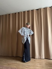 paisley pattern monotone import shirt-4594-3