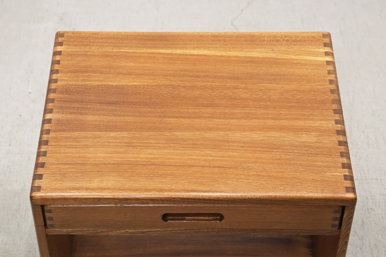 沼津店】オーク無垢材 シェルフ サイドテーブル ワゴン ボックス