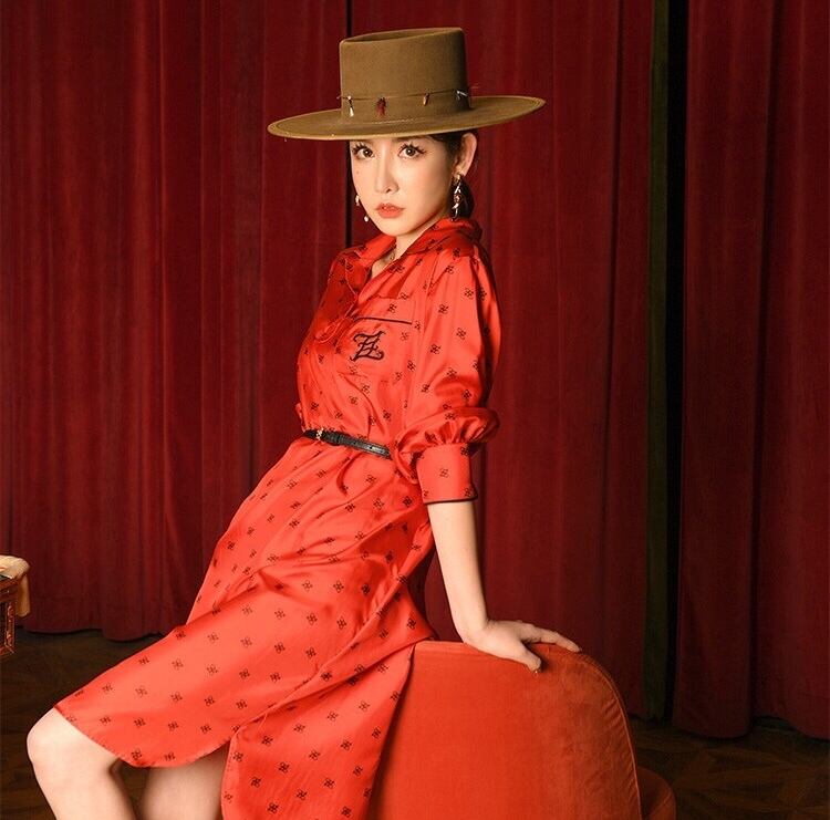 赤 シャツ ワンピース ブラウス レッド | LOVEYsmileSHOP