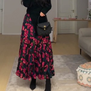 ハイウエストフラワープリントロングスカート A01084