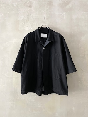 T/f Lv4 bio washed 12oz denim reverse half sleeve shirt - past black
