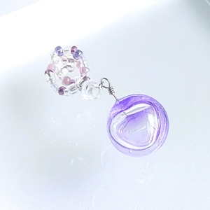 推し活 アクセサリー 概念グッズ イヤーカフ イヤカフ 痛くない ハート おしゃれ 大ぶり レディース 【 ハートのバブルを閉じ込めたあわ玉イヤーカフ アメジストカラー 】